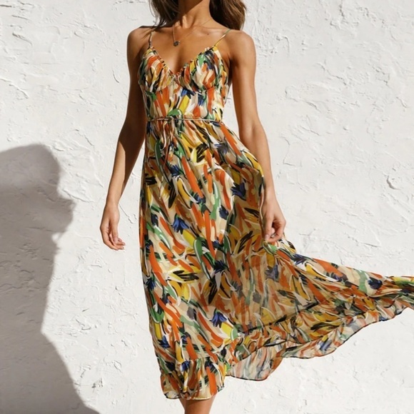 Commense Multi Color Print Midi Dress - Picture 2 of 4